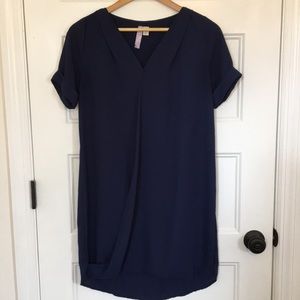 Navy blue drape front dress
